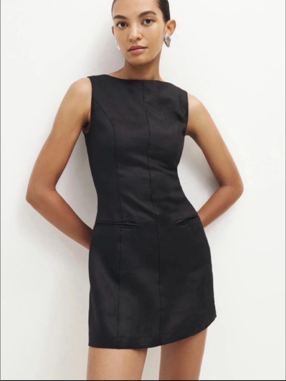 Reformation Citron Linen Dress Black Size 4 EUC - Picture 1 of 9